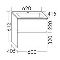 Vorschau: Burgbad Lin20 Mineralguss-Waschtisch mit Waschtischunterschrank, 2 Auszüge, wandhängend, 62x41,5cm SGHR062F5351C0001