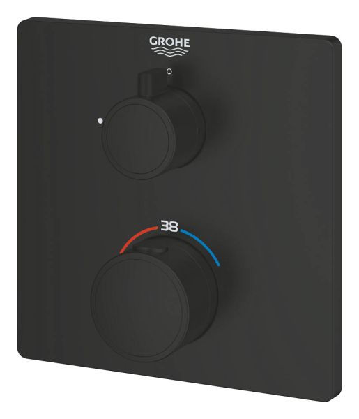 Grohe Grohtherm Thermostat-Brausebatterie eckig, matt black