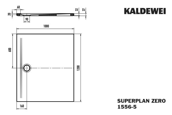 Kaldewei Superplan Zero bodenebene Duschfläche 100x120cm, mit Wannenträger extraflach, Mod.1556-5