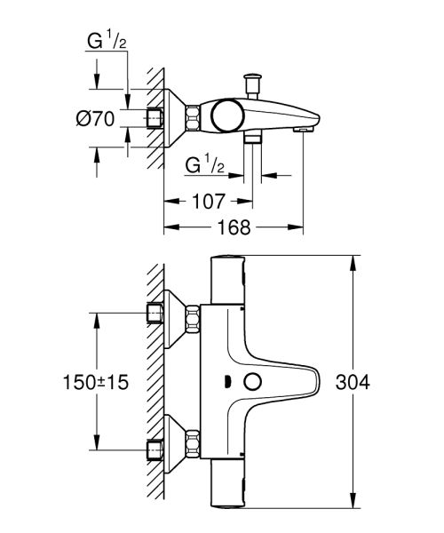 Grohe Precision Start Thermostat-Wannenbatterie, schwarz matt 345982430