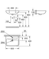 Vorschau: Grohe BauEdge Keramik Waschtisch 60x44,8cm, weiß 39808000