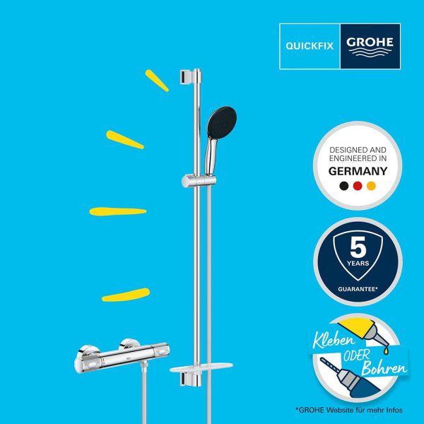 Grohe Precision Feel Thermostat-Brausebatterie mit Brausestange 90cm & Handbrause, chrom 34853001 