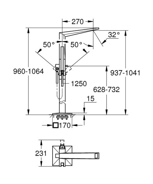 Grohe Allure Brilliant Einhand-Wannenarmatur freistehend für Bodenmontage