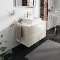 Hansgrohe Xevolos E Waschtischunterschrank 98x55cm für Aufsatzwaschtisch mit Konsole, 2 Schubkästen, sandbeige matt sandbeige metallic 54191790