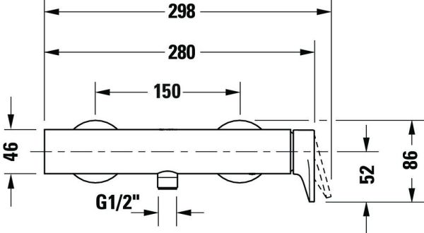 Duravit Tulum Einhebel-Brausemischer Aufputz, chrom, TU4230000010, techn. Zeichnung