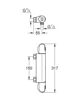 Vorschau: Grohe Grohtherm 1000 Thermostat-Brausebatterie ohne Anschlüsse, chrom