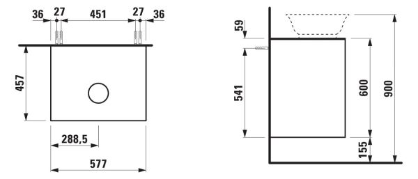 Laufen The New Classic Schubladenelement 58cm, 2 Schubladen, zu Waschtisch-Schale 81285.0/1/2/3