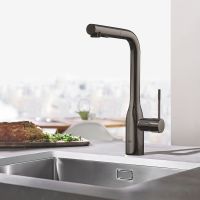 Grohe Essence Einhand-Spültischbatterie Küchenarmatur, herausziehbare Spülbrause, hard graphite poliert30270A00