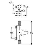 Vorschau: Grohe Grohtherm 1000 Performance Thermostat-Wannenbatterie ohne Anschlüsse, chrom