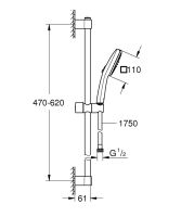 Vorschau: Grohe Tempesta Cube 110 Brausestangenset 60cm, 2 Strahlarten, wassersparend, chrom