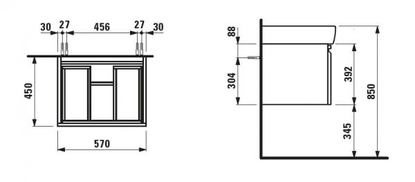 Laufen Pro A Waschtischunterbau 57cm mit 1 Schublade passend zu Waschtisch 81895.3