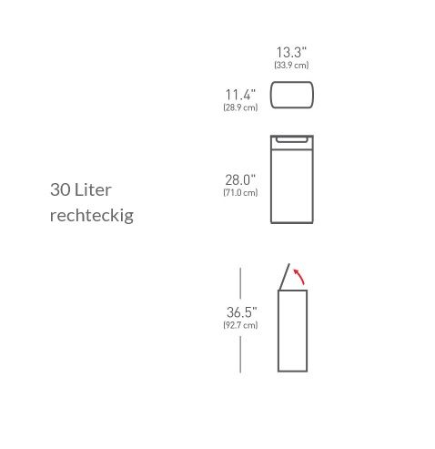 simplehuman rechteckiger touch-bar Abfalleimer 30 Liter, edelstahl gebürstet