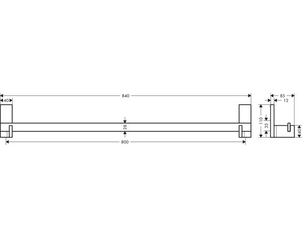 Axor Universal Rectangular Badetuchhalter 84cm, polished gold-optic