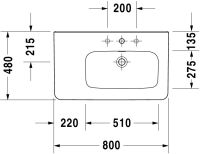 Vorschau: Duravit DuraStyle Waschtisch 80x48cm, mit Hahnloch, mit Überlauf, Becken rechts, WonderGliss, weiß 23268000001