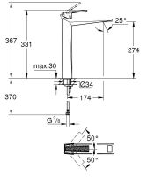 Vorschau: Grohe Allure Brilliant Waschtischarmatur XL-Size für Aufsatzbecken, mit Rändelstrukturgriff