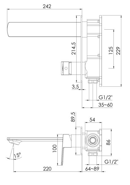 Steinberg Serie 342 Waschtisch-Wand-Einhebelmischer