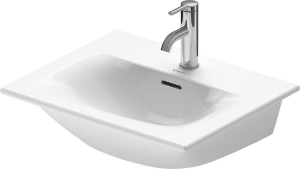 Duravit Viu Handwaschbecken rechteckig 53x43cm, mit Ablaufventil, 1 Hahnloch und Überlauf, weiß 2344530000