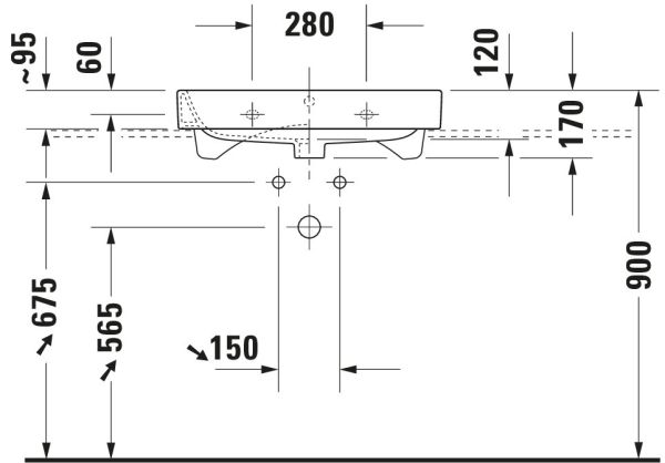 Duravit Happy D.2 Waschtisch 65x50,5cm, mit Überlauf, mit Wondergliss, weiß 23186500271