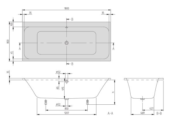 Villeroy&Boch Architectura Rechteck-Badewanne 180x80cm, weiß