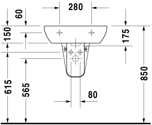 Duravit D-Code Waschtisch 55x43cm, mit Überlauf, ohne Wondergliss, weiß 2310550000