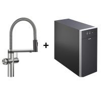 Blanco Choice Komplettset Icona Kochendwasser-Küchenarmatur inkl. Wasseraufbereitungseinheit, edelstahl gebürstet 527656+527660