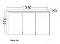 Burgbad Yso Spiegelschrank mit horizontaler LED-Beleuchtung, 3 Spiegeltüren, 122x65,6cm SPHA120LF2119PN280