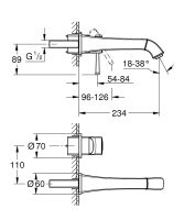 Vorschau: Grohe Grandera 2-Loch-Waschtisch-Wandbatterie, Ausladung 23,4cm