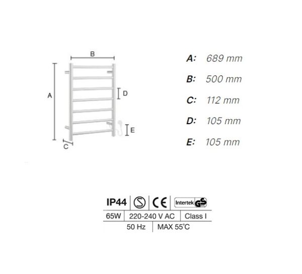 Smedbo Dry Elektrischer Handtuchwärmer Kompakt 50x69cm, edelstahl poliert