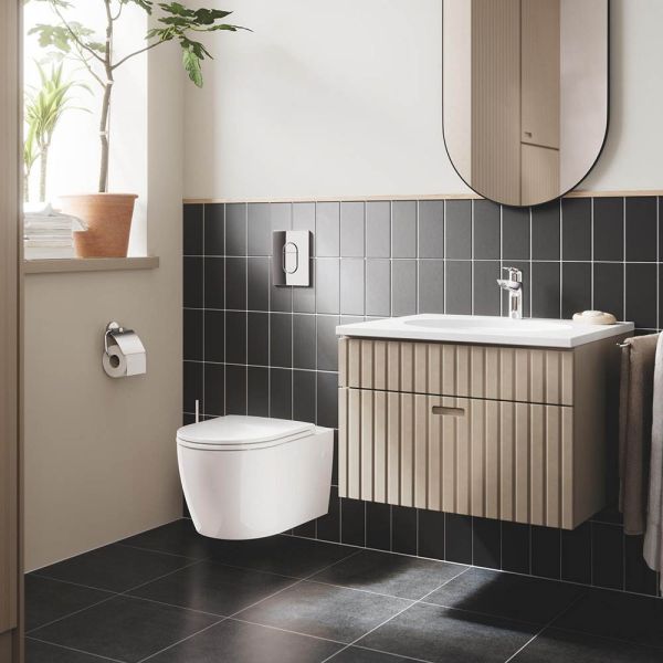 Grohe BauLoop Waschtischarmatur M-Size mit Ablaufgarnitur, Energie-Spar-Funktion, chrom