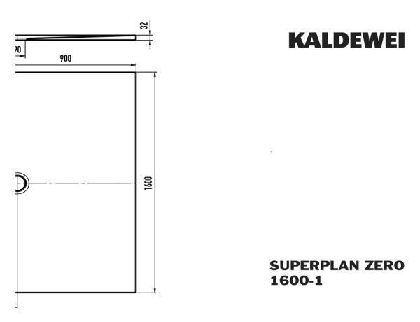 Kaldewei Superplan Zero bodenebene Rechteck-Duschwanne 90x160cm Mod.1600-1