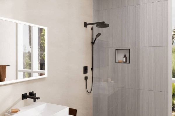 Hansgrohe XtraStoris Individual Wandnische mit Designrahmen 300/300/100, weiß matt/schwarz matt