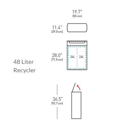 simplehuman touch-bar Abfalleimer 48 Liter, edelstahl gebürstet