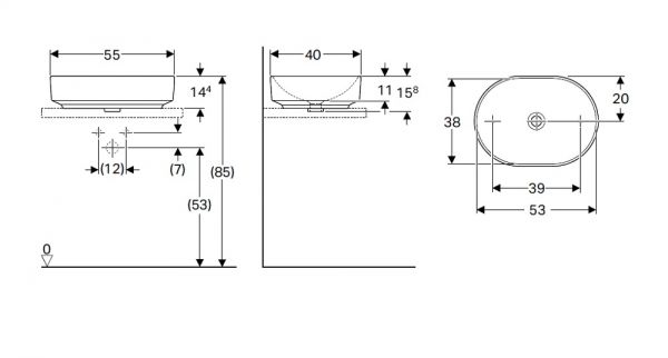 Geberit VariForm Aufsatzwaschtisch, elliptisch, weiß 500774012_2