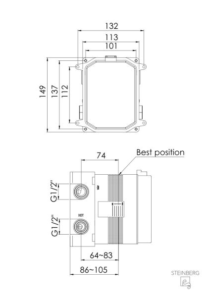 Steinberg Serie 039 Unterputz Einhebelmischer pushtronic, für 2 Verbraucher 392110