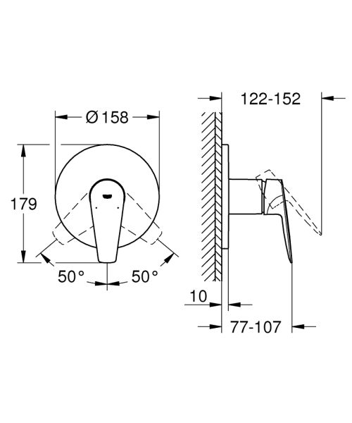 Grohe BauEdge Einhand-Brausebatterie, Unterputz, chrom