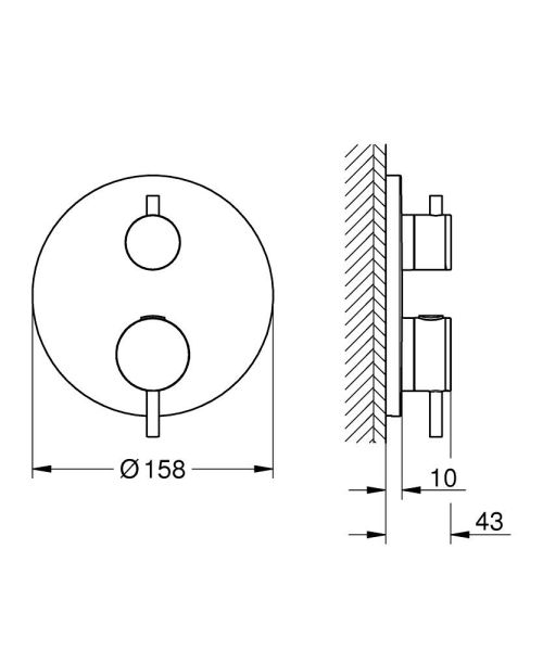 Grohe Atrio Thermostat-Wannenbatterie mit integrierter 2-Wege-Umstellung