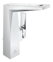 Grohe Allure Brilliant Einhand-Waschtischbatterie L-Size mit White Attica Caesarstone Auslauf-Einlagen, chrom 24408000