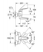 Vorschau: Grohe Euroeco Special Einhand-Waschtischbatterie, Ausladung 197mm, chrom