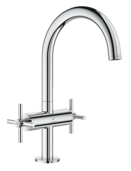 Grohe Atrio 2-Griff-Waschtischmischer L-Size mit Kreuzgriffen, Push-Open, wassersparend, chrom 21144000