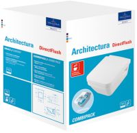 Villeroy&Boch Architectura Wand-WC rechteckig, spülrandlos, WC-Sitz SoftClose, Combi-Pack, weiß, 5685HR01