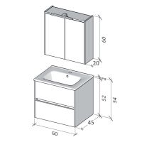 Vorschau: RIHO Porto Square Waschtisch mit Unterschrank 60cm & LED-Spiegelschrank