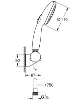 Vorschau: Grohe Tempesta 110 Wandhalterset mit Brauseschlauch 175cm, 2 Strahlarten, 7,4 l/min, chrom