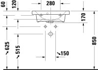 Vorschau: Duravit DuraStyle Waschtisch 55x40cm, mit Überlauf, ohne Wondergliss, Ausführung kurz, weiß 2337550000