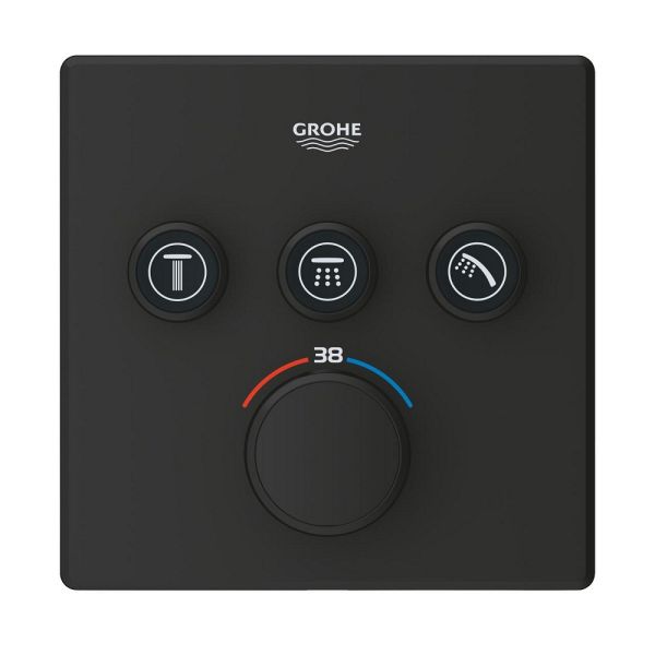 Grohe Grohtherm SmartControl Thermostat mit 3 Absperrventilen, eckig, phantom black 102167KF00