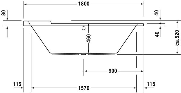 Duravit Starck Einbau-Badewanne oval 180x80cm, weiß