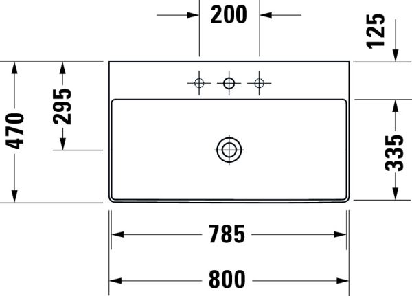 Duravit DuraSquare Waschtisch 80x47cm, ohne Überlauf, mit nicht verschließbarem Ablaufventil, weiß 2353800071