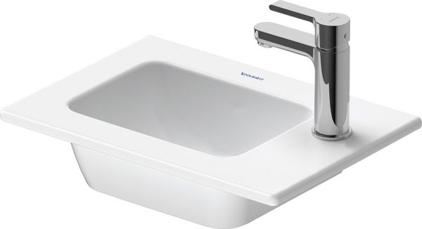 Duravit ME by Starck Handwaschbecken 43x30cm mit Hahnloch, ohne Überlauf, WonderGliss, weiß seidenmatt 07234332411