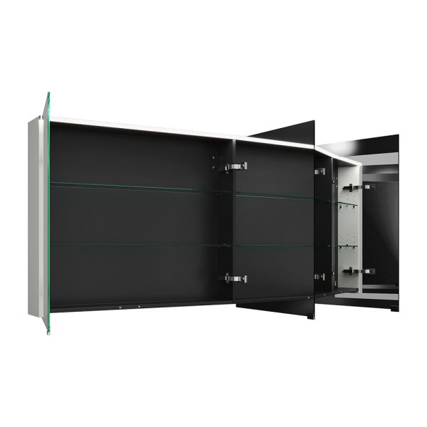 Burgbad Eqio Spiegelschrank mit horizontaler LED-Beleuchtung und 3 Spiegeltüren, 140x80cm