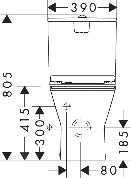 Hansgrohe EluPura Original Q Stand WC Set mit Spülkasten & WC-Sitz, Abgang waagerecht/senkrecht