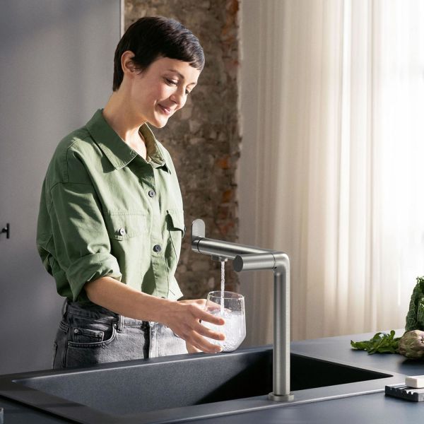 Hansgrohe Aqittura M91 Küchenarmatur mit SodaSystem 240 Starter Set, edelstahl finish